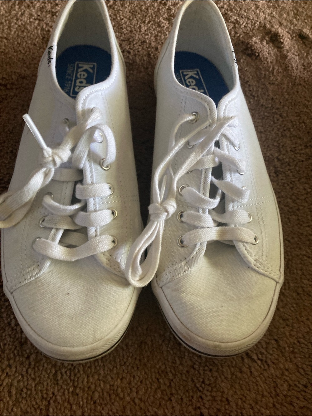 Keds White Canvas Lace-Up Sneakers with Blue Insole - Picture 4 of 5
